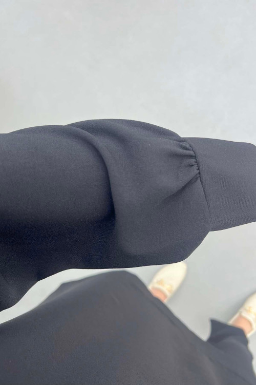 Sare Fashion Shoulder Snap Trouser Set Black