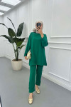 Sare Fashion Shoulder Snap Trouser Set Green