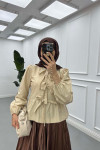 Sare Fashion Front Tie Detail Shirt Beige