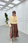 Sare Fashion Front Tie Detail Shirt Beige