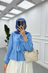 Sare Fashion Front Tie Detail Shirt Blue