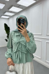 Sare Fashion Front Tie Detail Shirt Mint Green