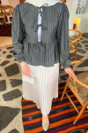 Sare Fashion Front Tie Blouse Anthracite