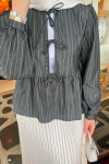 Sare Fashion Front Tie Blouse Anthracite