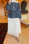 Sare Fashion Front Tie Blouse Navy Blue