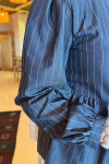 Sare Fashion Front Tie Blouse Navy Blue