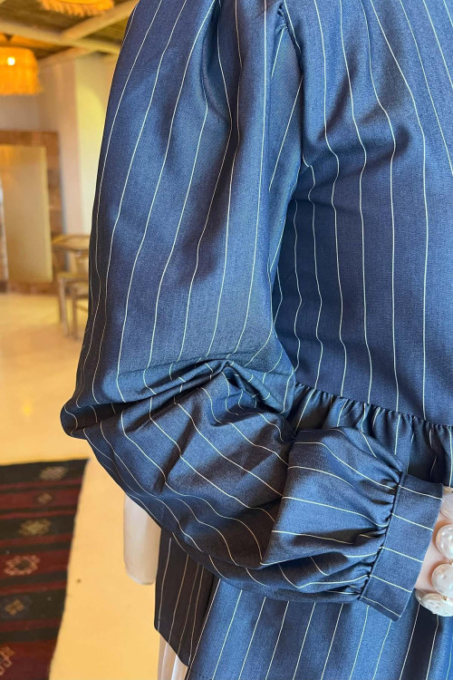 Sare Fashion Front Tie Blouse Navy Blue