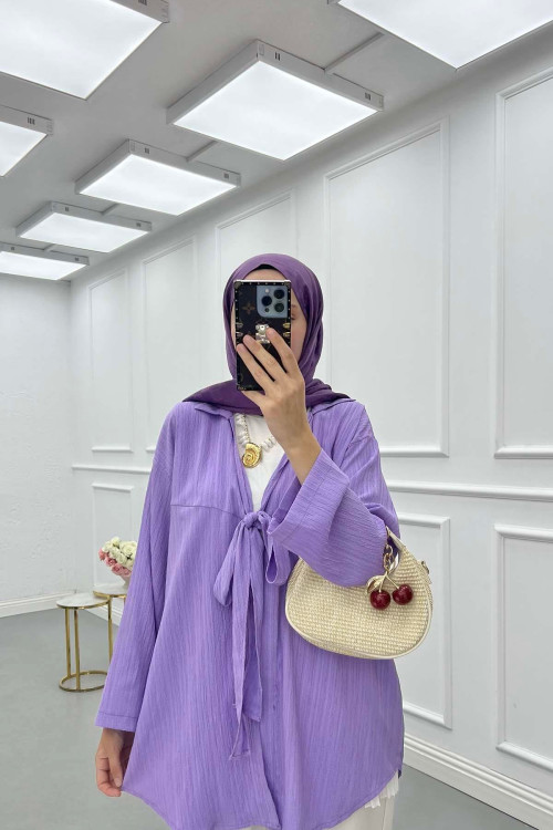 Sare Fashion Front Tie Crepe Shirt Lilac Sare Fashion Front Tie Crepe Shirt Lilac