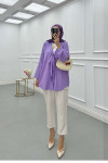 Sare Fashion Front Tie Crepe Shirt Lilac