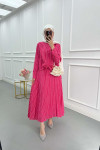 Sare Fashion Front Tie Striped Skirt Suit Fuchsia