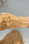 Sare Fashion Front Tie Striped Skirt Suit Mustard