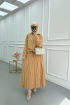 Sare Fashion Front Tie Striped Skirt Suit Mustard
