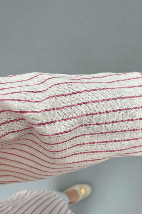 Sare Fashion Front Tie Striped Kimono Fuchsia