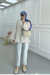 Sare Fashion Front Tie Striped Kimono Indigo