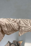 Sare Fashion Front Tie Patterned Suit Beige