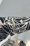 Sare Fashion Front Tie Patterned Suit Black