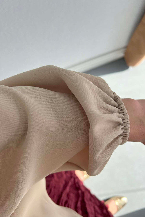 Sare Fashion Front Tie Shirt Beige