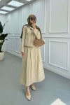 Sare Fashion Front Tie Two Piece Set Beige