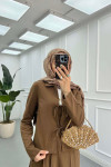 Sare Fashion Front Tie Double Set Brown