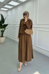 Sare Fashion Front Tie Double Set Brown