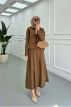 Sare Fashion Front Tie Double Set Brown