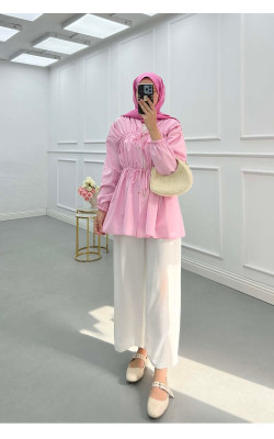 Sare Fashion Front Tie Kimono Pink