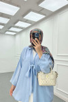 Sare Fashion Front Tie Casual Shirt Baby Blue