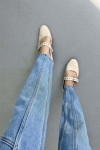 Sare Fashion Front Stitch Detailed Jeans Light Blue
