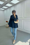 Sare Fashion Front Stitch Detailed Jeans Light Blue
