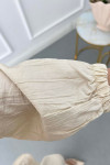 Sare Fashion Ruffle Front Stone Detailed Shirt Beige