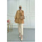 Sare Fashion Ruffle Front Stone Detailed Shirt Camel