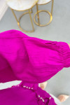 Sare Fashion Fuchsia Shirt with Ruffled Front and Stone Detail