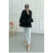 Sare Fashion Black Shirt with Ruffled Stone Detail on the Front
