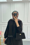 Sare Fashion Black Shirt with Ruffled Stone Detail on the Front