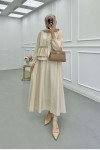 Sare Fashion Ruffle Front Stone Detailed Set Beige