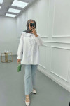 Sare Fashion Baby Collar Shirt with Front Bow Detail White
