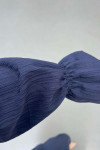 Sare Fashion Lace Front Waist Belted Dress Navy Blue