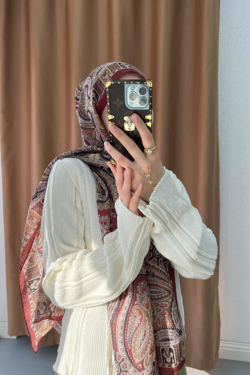 Authentic Patterned Shawl Claret Red Authentic Patterned Shawl Claret Red