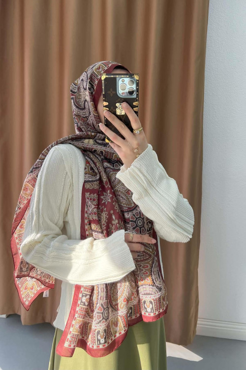 Authentic Patterned Shawl Claret Red Authentic Patterned Shawl Claret Red