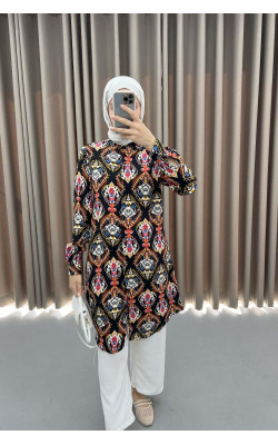 Authentic Patterned Tunic Black