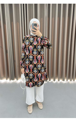 Authentic Patterned Tunic Black