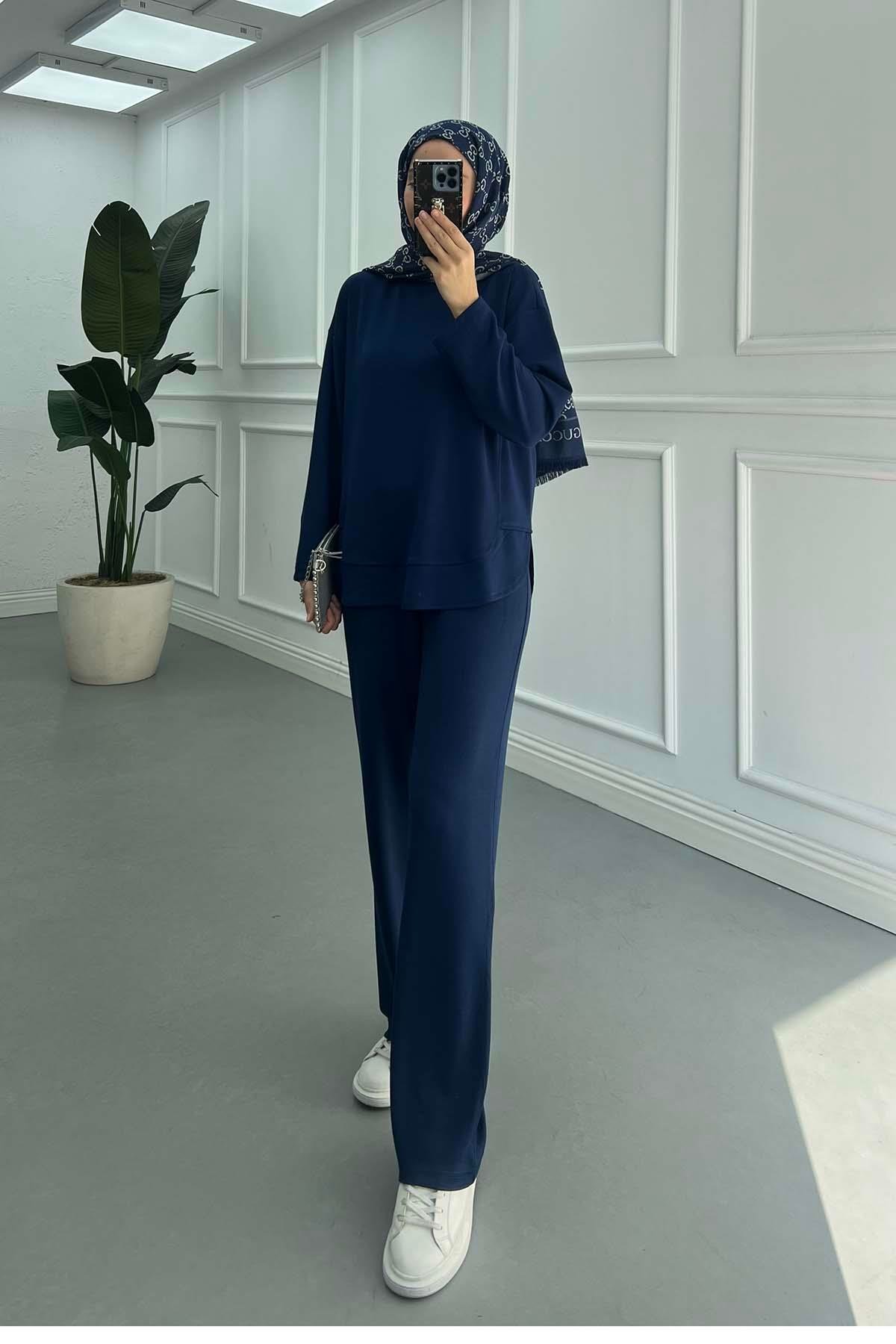 Sare Fashion Oval Cut Oysho Suit Navy Blue Sare Fashion Oval Cut Oysho Suit Navy Blue
