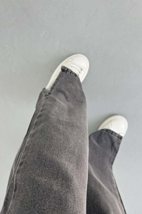 Sare Fashion Denim Trousers with Leg Detail Smoke