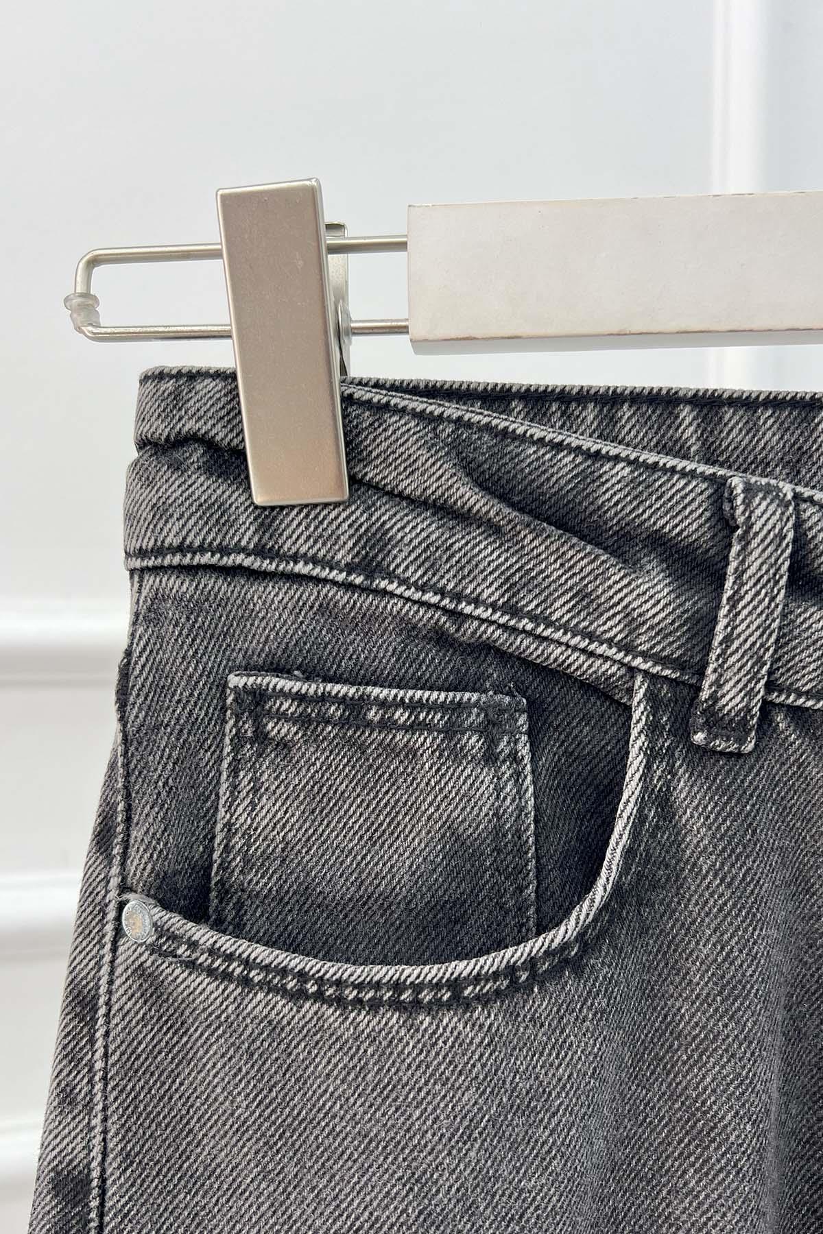 Sare Fashion Denim Trousers with Leg Detail Smoke