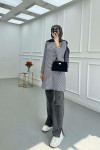 Sare Fashion Denim Trousers with Leg Detail Smoke
