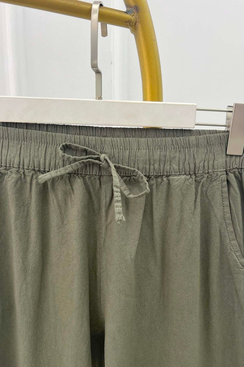 Sare Fashion Khaki Trousers with Tasseled Legs and Elastic Waist