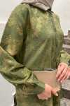 Sare Fashion Shiny Patterned Pants Suit Khaki