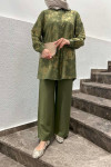 Sare Fashion Shiny Patterned Pants Suit Khaki