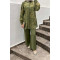 Sare Fashion Shiny Patterned Pants Suit Khaki