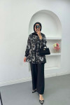Sare Fashion Shiny Patterned Trouser Suit Black